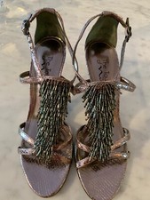 NINA BEADED TASSEL STILLETO SLINGBACK SANDALS EXCELLENT COND
