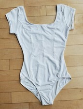 MIRELLA Womens Ladies Leotard White Princess Seam Cap Sleeve Lined Size Small