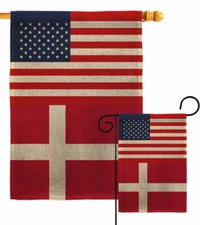 Denmark US Friendship Burlap Garden Flag Decorative Gift Yard House Banner