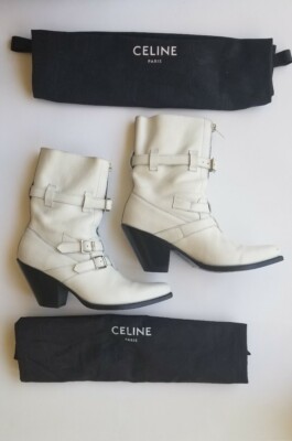 Celine Leather White Boots Size 37