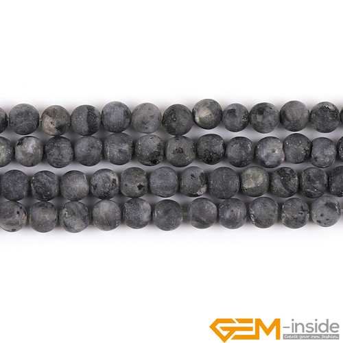 Black Larvikite Jasper Natural Gemstone Frosted Matte Round Loose Beads 15" AU - Foto 24 di 45
