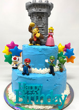Juego de adorno de pastel de cumpleaños Super Mario Brothers TOTALMENTE NUEVO Mario Castle