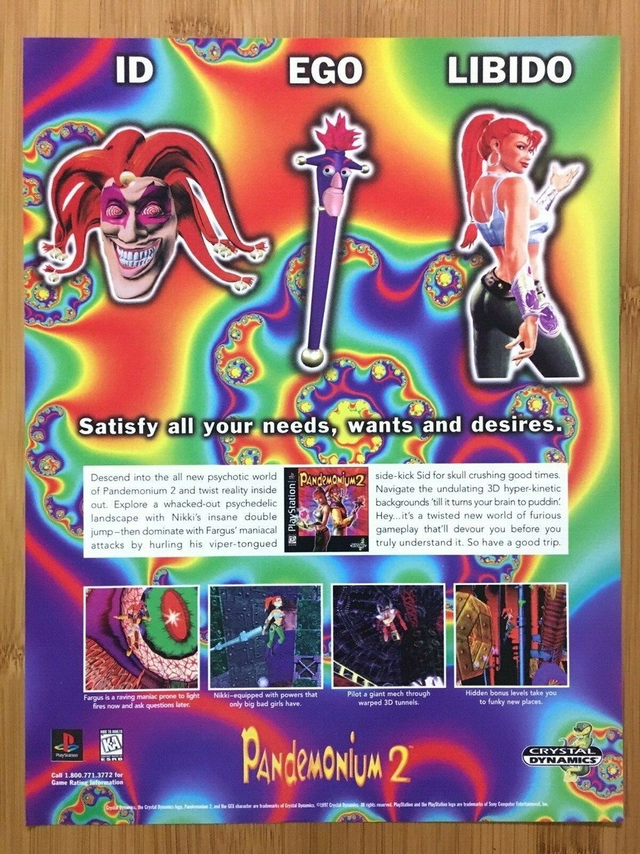 Pandemonium 2 PS1 Playstation 1 1997 Vintage Print Ad/Poster