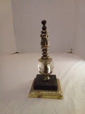 Vintage Dilly Decor Brass Marble Base Glass Ball Made In USA 9" Tall