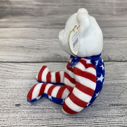 LIBERTY Beanie Babys TY USA amerikanische Flagge weiß Teddybär Stofftier - NEU - Bild 3 von 11