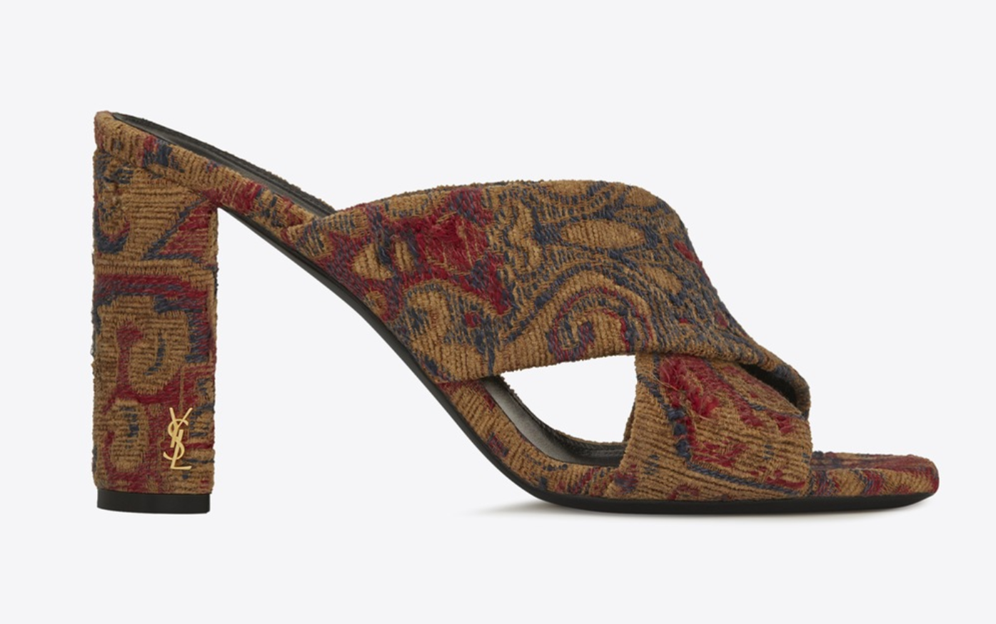 Sandali Saint Laurent LOULOU 95 ZAFFERANO ROSSO floreale jacquard mule taglia 6 36 $795