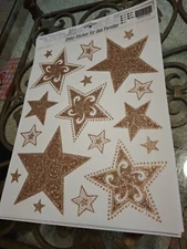 German Christmas Window Clings Gold Glitter Stars ~ Deko-Sticker Fur Das Fenster