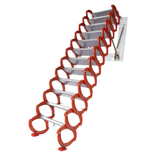 12 Steps Attic Ladder Folding Loft Ladder Wall Mounted Pull Down Attic Stairs - Picture 8 of 17