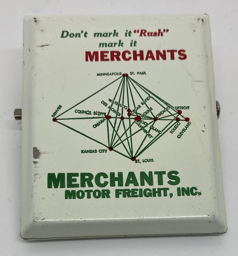 Merchants Motor Freight Advertising Metal Clip Trucking Semi Transportation MN - Imagen 1 de 5