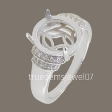 Oval Cut 12x10 MM 925 Sterling Silver Semi Mount Ring Setting Engagement Ring