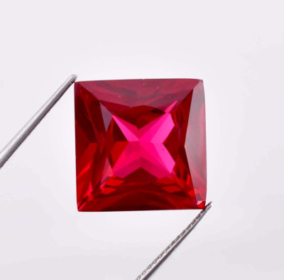 15x15 MM Natural Mozambique Blood Red Ruby Princess Cut Loose Gemstone Certified
