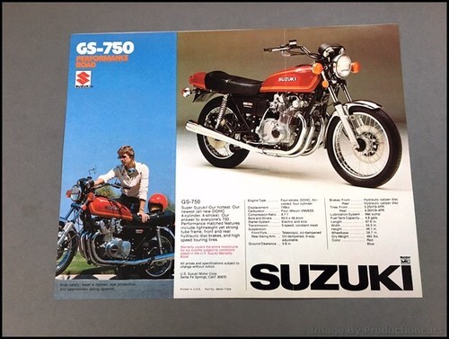 1977 Suzuki GS-750 Motorcycle Bike Vintage Brochure Folder
