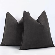 Rustic Gray Pillow Covers 26x26 Set of 2 Chenille Pillow Covers with Elegant ...