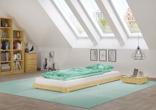 Einzelbett Niedrigbett unbehandeltes Holz 90x200 Fichte Tanne Niederflurbett