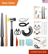 Ring Sizer Set with Mandrel, Hammer & Polishing Tools - 11 Piece Combination