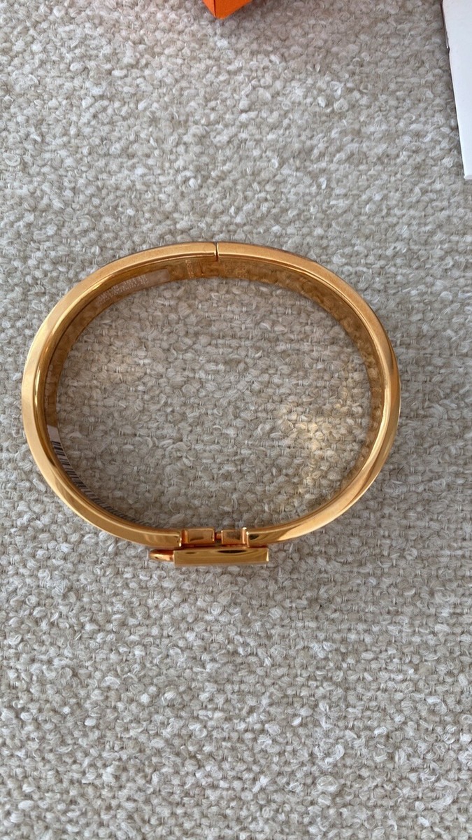 Hermes rose gold clic cadenas bangle bracelet in beige nacre