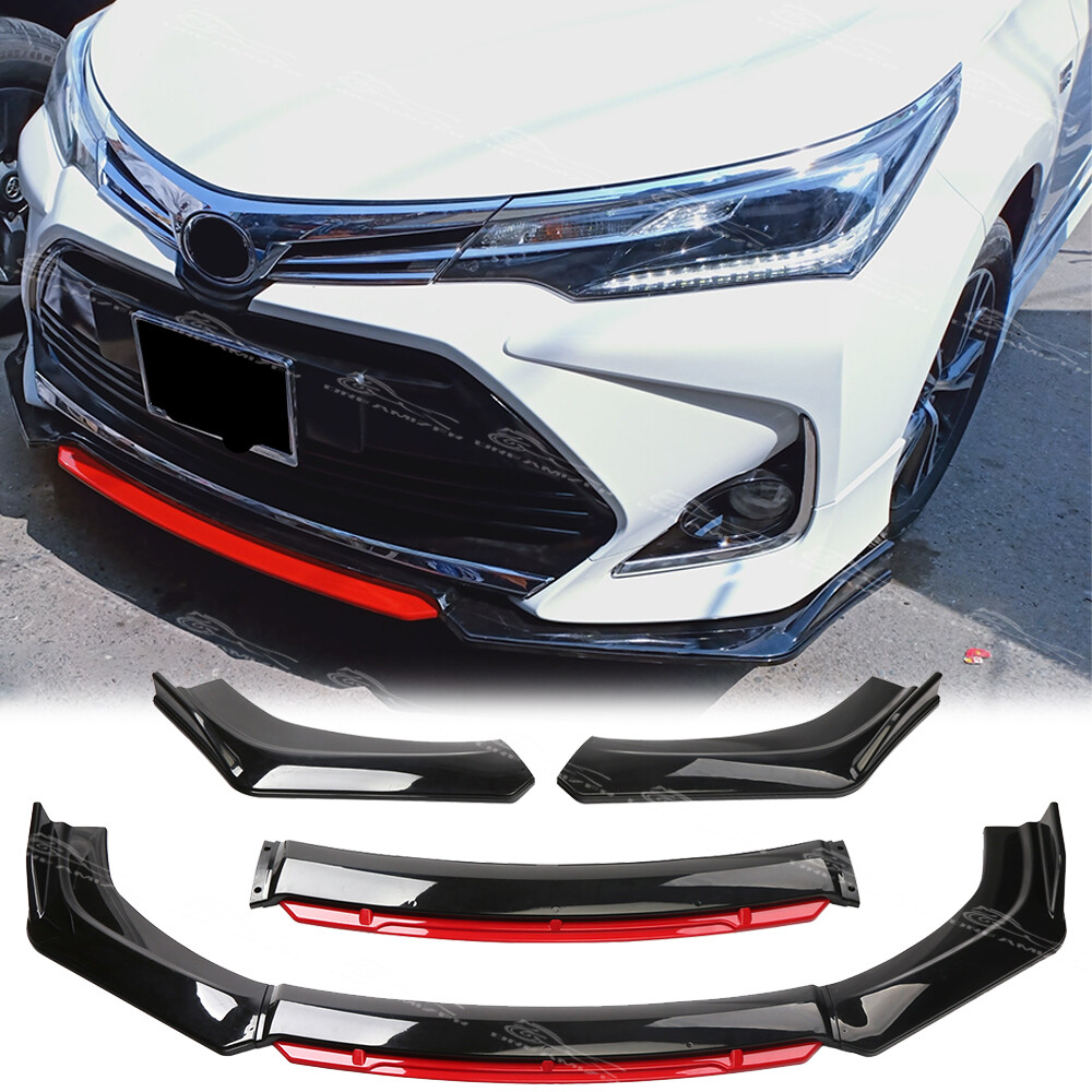Gloss Black Red Front Bumper Spoiler Lip Splitter for Toyota Corolla Camry 07-19