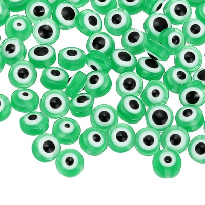 Evil Eye Beads, 110 Pcs 6mm Flat Round Evil Eye Charm, Green