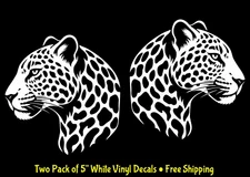 Jaguar Two 5" White Vinyl Decals Car Truck Laptop Notebook Tablet Tumblers Mug