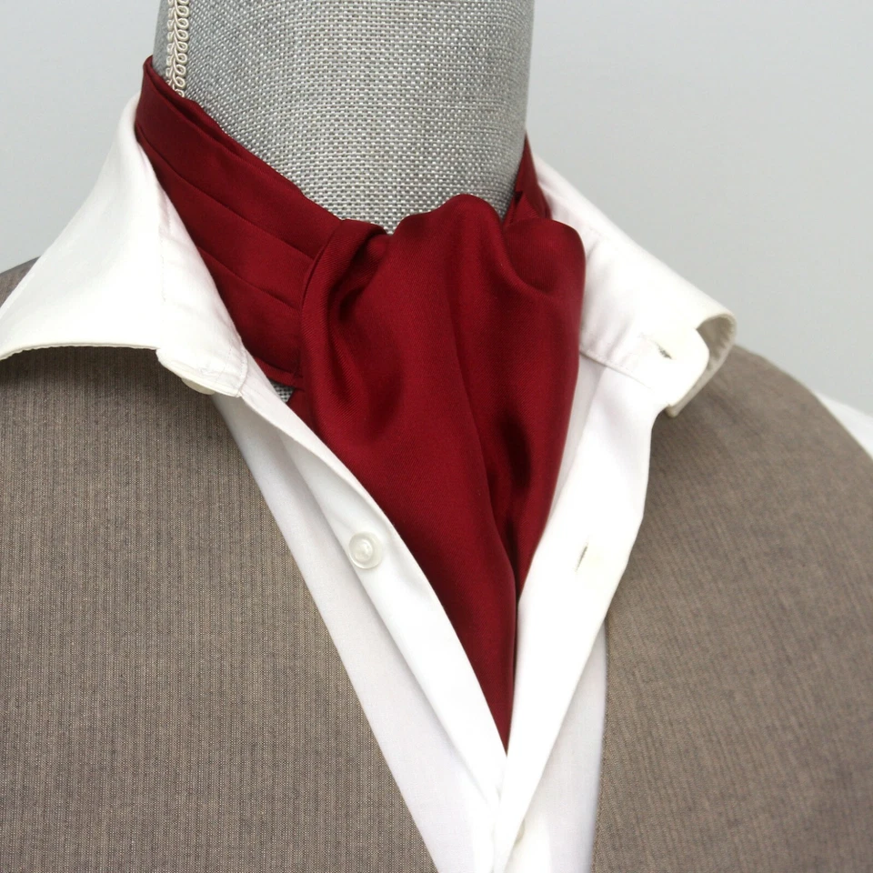 Nuevo con etiquetas Para hombres Cravat Ascot Granate 100% Seda A191 Foto 2 de 4
