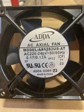 AC Axial Fan, 220-240 volt, 100 CFM, 120mm Square, 38mm Deep, ADDA  AA1282US-AT