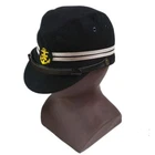 REPRO WW2 JAPANESE OFFICER NAVY HAT MILITARY FIELD CAP BLACK COLOR SIZE XL