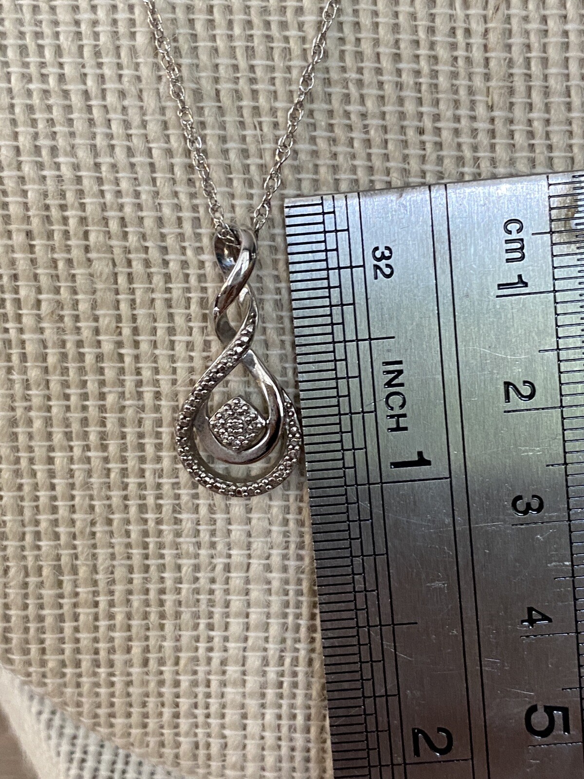 Solid Sterling Silver Diamond Teardrop Cluster Pe… - image 2