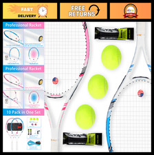 27" Pro Tennis Racket Set for Adults - 2 Player, Beginner Pro, Includes 3 Ball