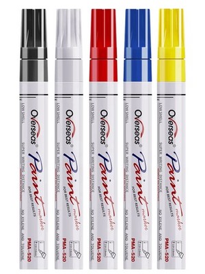Paint Marker Pens - 5 Colors Permanent Oil Based Paint Markers, Medium Tip Quick