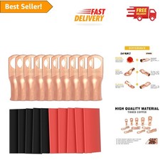 Heavy Duty 4 Gauge Wire Connectors - Listed Copper Lugs  Heat Shrink Tubing