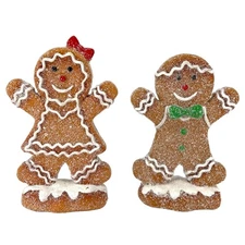 Holiday Gingerbread Man & Lady Christmas Figurine 2 Piece Set 6 Inch