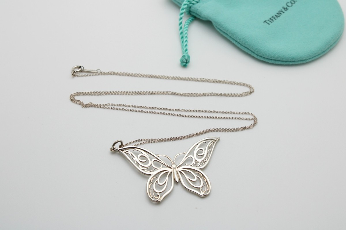Tiffany & Co 925 Sterling Silver Large Nature Filigree Butterfly