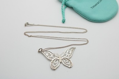 Tiffany & Co 925 Sterling Silver Large Nature Filigree Butterfly