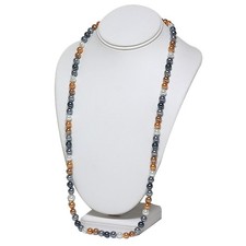 36" Multi Color Double Knotted 8mm Glass Pearl Fashion Necklace Jewelry