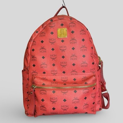 MCM Red Visetos Stark Backpack - 100% AUTHENTIC