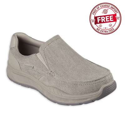Skechers Men's Cohagen Vierra Relaxed Fit Slip-On Casual Loafer Taupe Width Wide