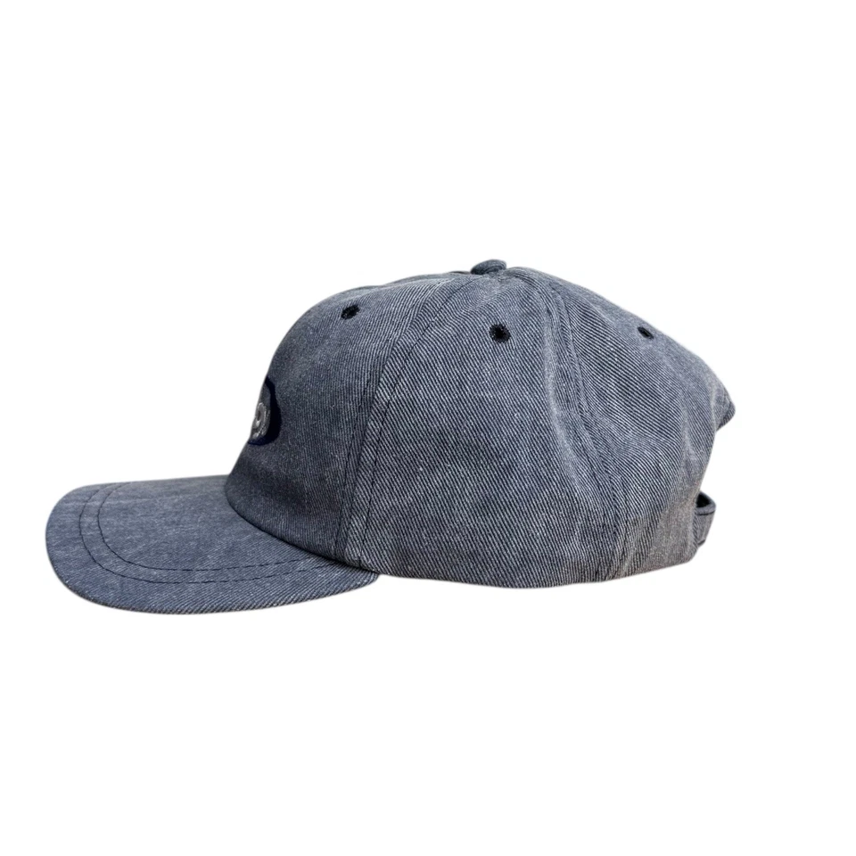 De colección Footjoy Denim Jean Golf Sombrero Correa Trasera Snap Script Logo Papá Años 90 Raro FJ Foto 4 de 4