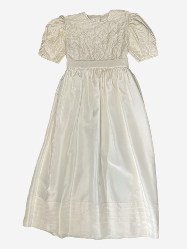 Strasburg Ivory silk quilted pearl long dress heirloom wedding holy communion 14