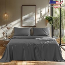Cooling Bamboo Viscose Queen Sheet Set 1800 Thread Count Soft Breathable New