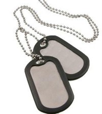 Dog Tag Tags 2 Large + Chain + 2 Silencer Silver Military ID GI Army Style Steel