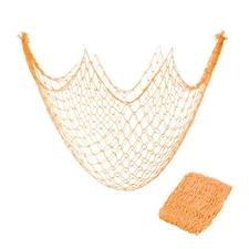 2 Pack Decorative Fishing Net Decor, Gold 80x40 Inch Wall Hanging Cotton Net
