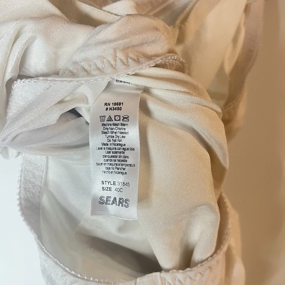 Body vintage de una pieza blanco Sears para mujer talla 40C Foto 4 de 4