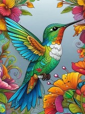 Flowers Hummingbird Diamond Art Kits for Adults,5D Diamond Painting Kits for ...