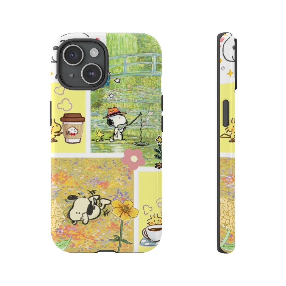 Funda de teléfono amarilla Snoopy para iPhone 11-17 Pro Max Samsung Galaxy Pixel Foto 3 de 4