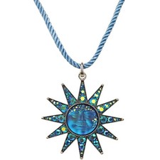 Kirks Folly Stella Luna Diosa Vista Mar Luna Anillo Abierto Dije Collar Tono Plateado