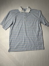PGA Tour Men  s Small Striped Blue Golf Polo Play Dry Short Sleeve Performance
