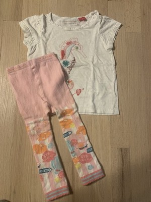 Cakewalk Kids Set: Embelished Seahorse Top With Intarsia Leggings Sz 97 or 2-3T
