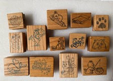 Vtg Cat Kitty Dog Whale Paw C Note Enterprises Lot Rubber Wood Stamps 1980s
