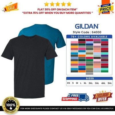 Gildan G640 Mens Softstyle Ringspun Cotton Jersey Knit Crew Neck Plain T-Shirt