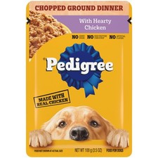 PEDIGREE CHOPPED GROUND DINNER Adult Soft Wet Dog Food With Hearty Chicken, 3.5